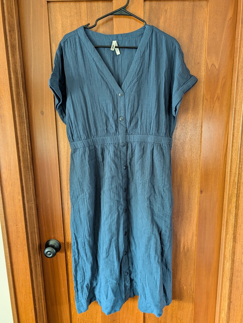 Pact Organic Cotton Midi Dress In Blue